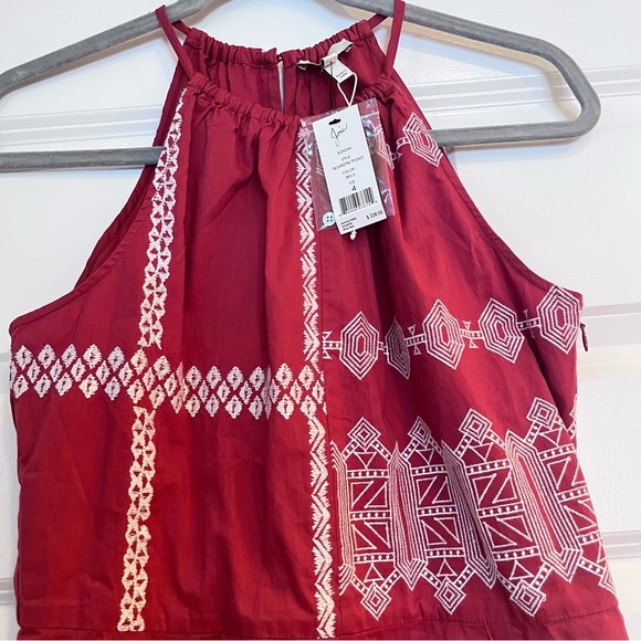 NWT Joie Konomi Top Size 4 Embroidered Halter Sleeveless Tank Peplum Brick Red - Picture 8 of 15